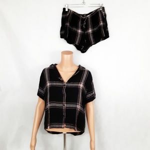 Rails Pajama Short Sleeve Shorts Set Small Plaid